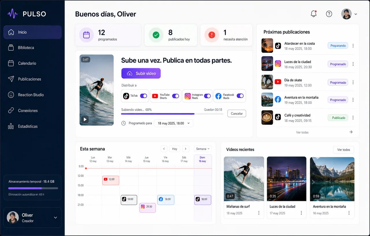 Concepto visual del panel móvil y de escritorio de PULSO